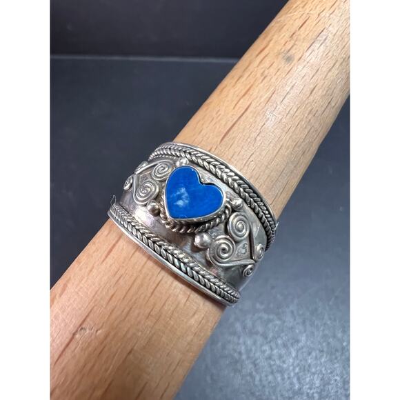 Vintage Sterling Silver Heart Ring | Indonesian Artisan | Size 10–10.25 - Picture 1 of 16
